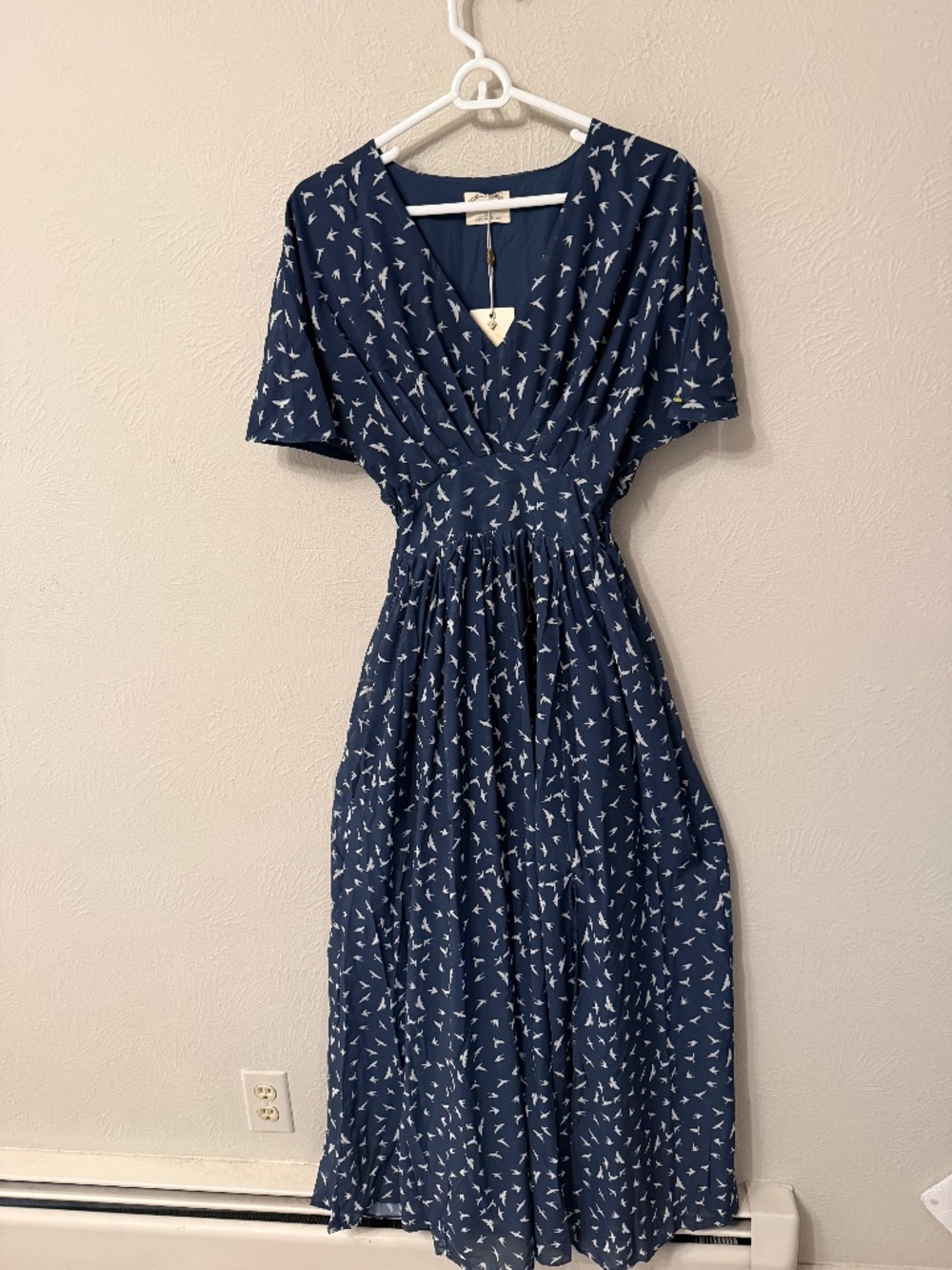 NWT Joyfolie size XXS Maya Bird Print Maxi Dress pockets wedding guest